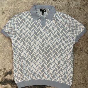 JF J.Ferrar Chevron Pattern 100% Cotton Polo Shirt for Men Size:XXL